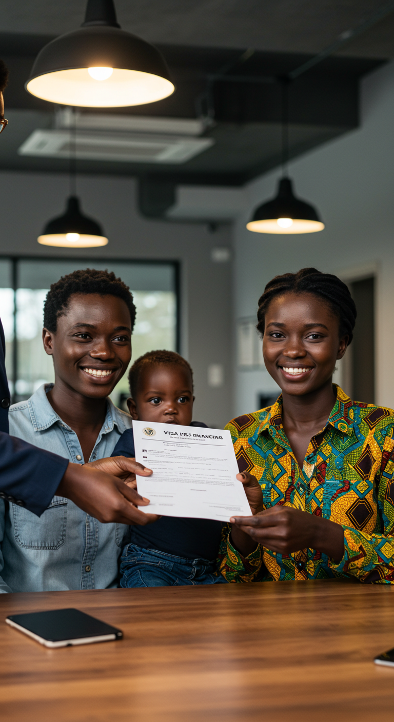 Famille heureuse avec documents